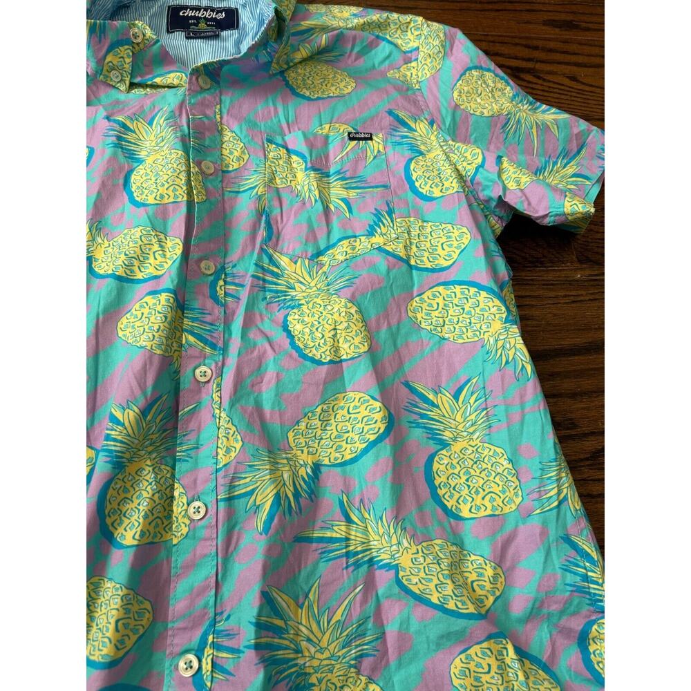 Chubbies Pineapple Friday Shirt‎ Mens Large Multicolor Short Sleeve Button Down - Picture 4 of 7